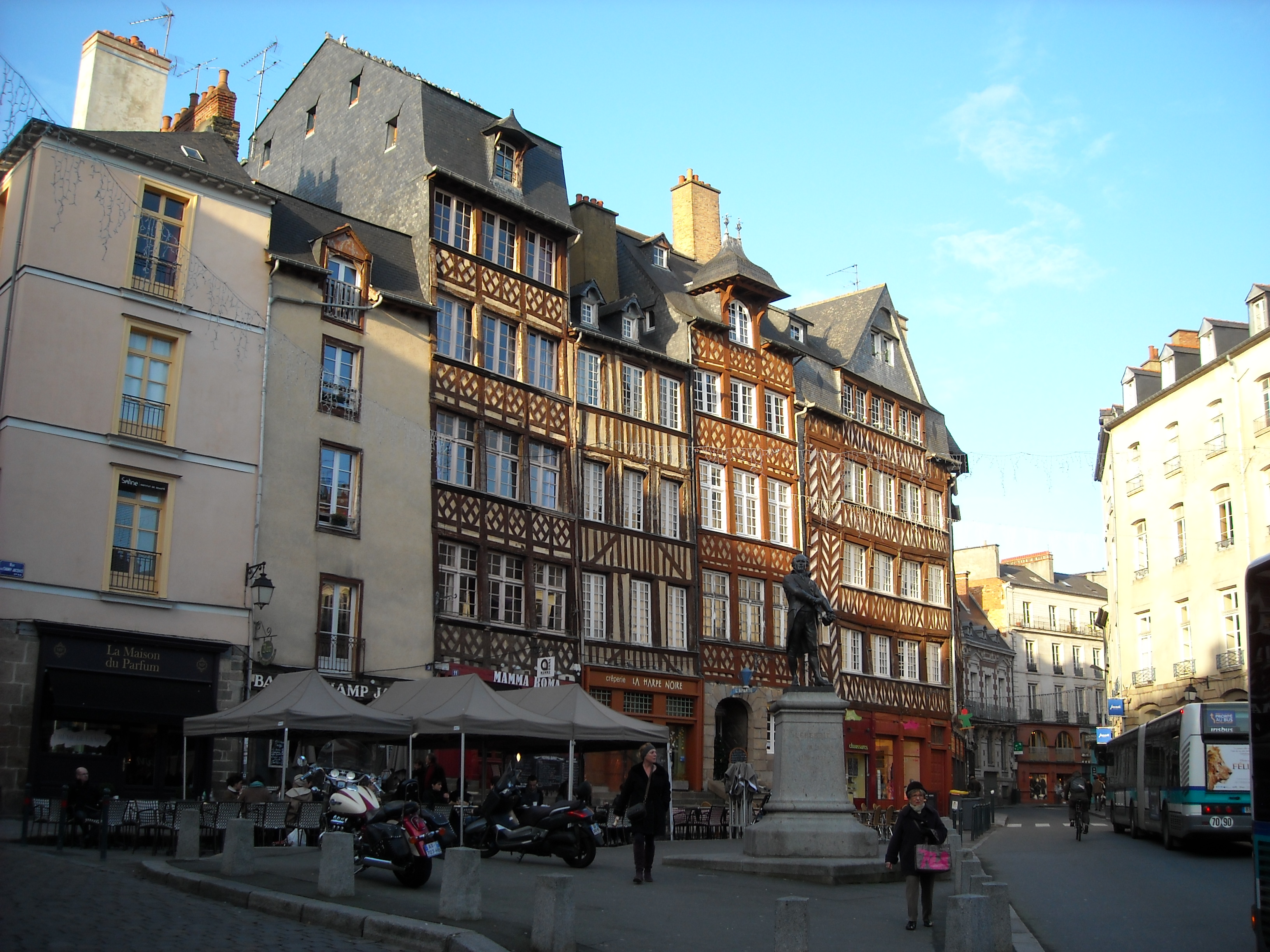 Rennes city center with old buildings