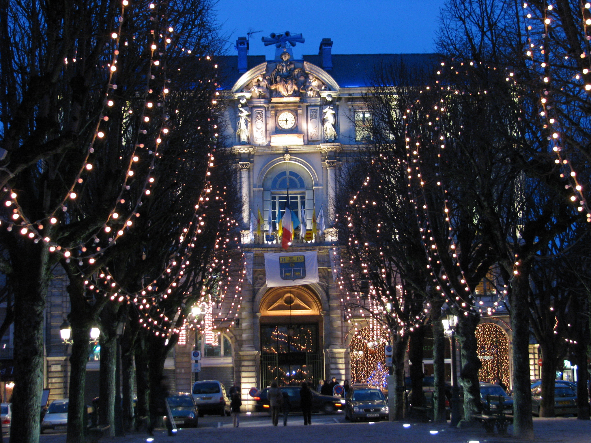 city center on a winter night